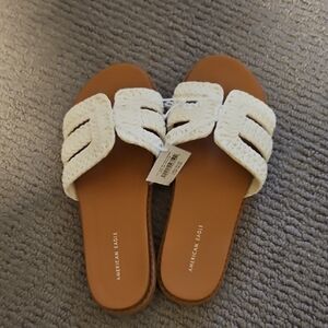 American Eagle Outfitters Crochet White Sandals